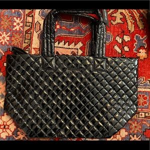 NEW MZ Wallace black lacquer medium metro tote